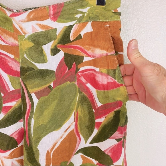 Tahari 100% Linen Tropical Wide Leg Beach Pants Size M - Picture 2 of 7